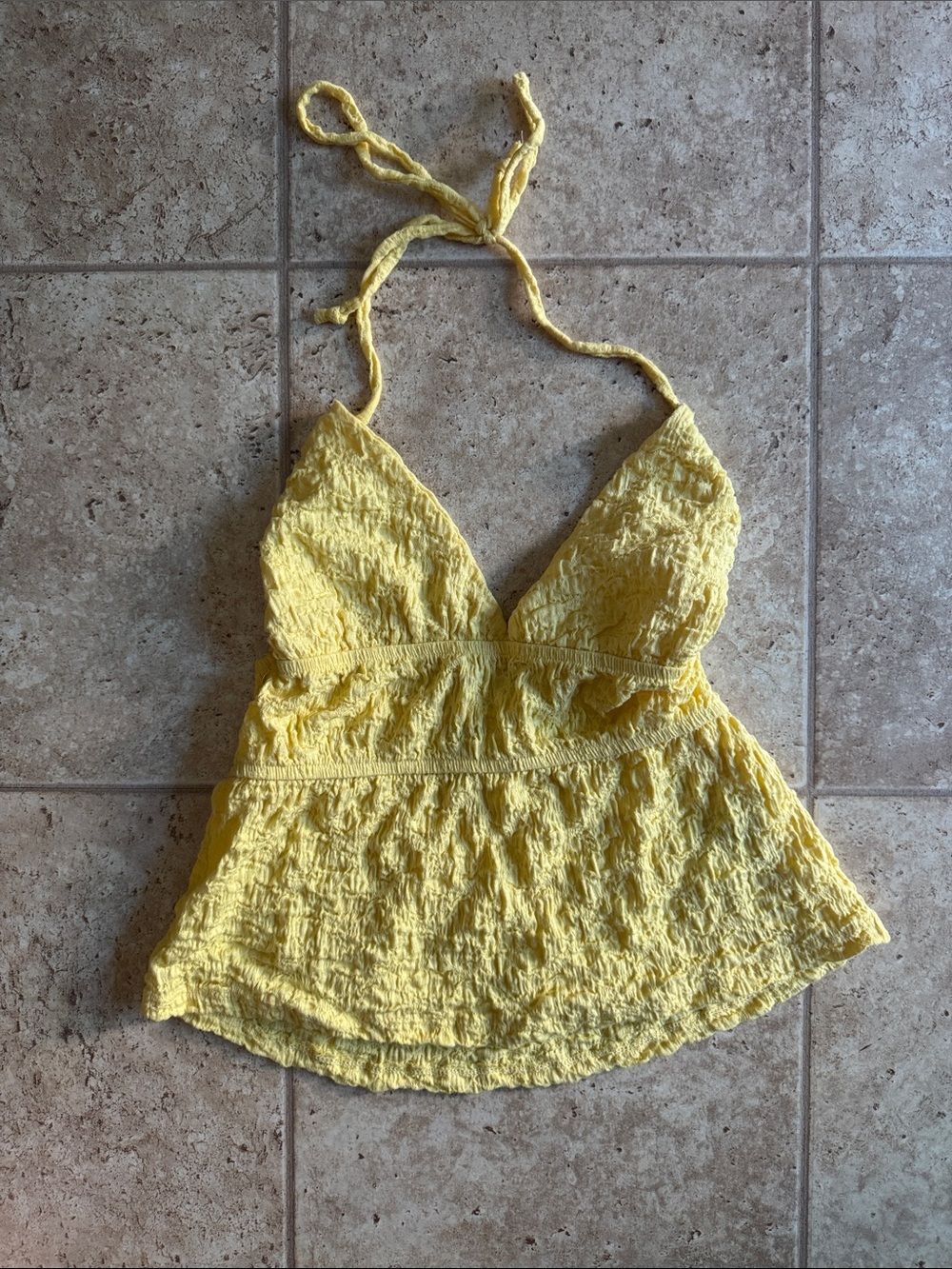 Yellow Halter Peplum Tank Top - XXS Cotton On